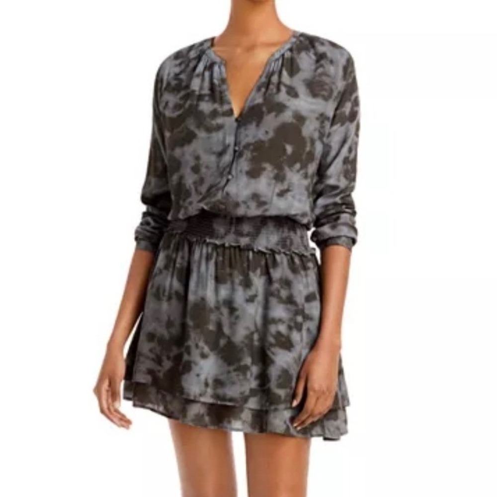 Rails Tie Dye Mini Dress Long Sleeve Smocked Waist V Neck‎ Size XS